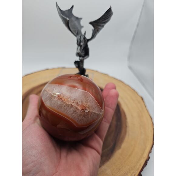 1.3lb 75mm Carnelian Quartz W/Dragon Stand - Picture 11 of 12